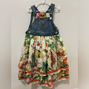 Dolce & Gabbana Kids Denim and Fruit Print Dress